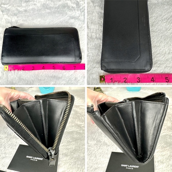 Saint Laurent Matte Black Leather Long Wallet - Picture 15 of 16